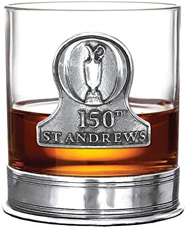 150th Open St Andrews Tumbler-zvanično licencirani 11oz Old Fashioned Whisky Rocks Glass od strane kompanije English Pewter Company-proslava 150th British Open-Fabulous Golf Gift [BOP04]