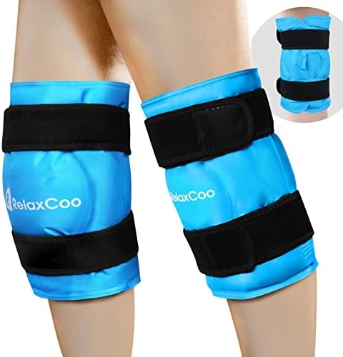 RelaxCoo XXL paket leda za koljena omotajte se oko cijelog koljena nakon operacije, paket leda za višekratnu upotrebu za ozljede koljena, veliki paket leda za ublažavanje bolova, oticanje, operacija koljena, sportske ozljede, 2 pakovanja