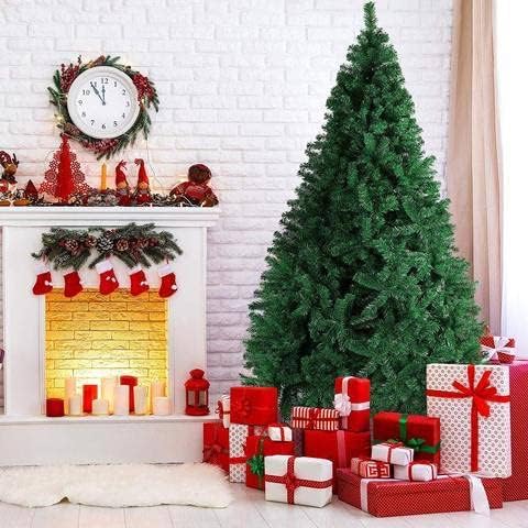 9 ft Visok umjetni božićni božićni borov treperi lažni Xmas Tree 1850 Savjeti Savjeti za punu stablo sa čvrstim metalnim postoljem