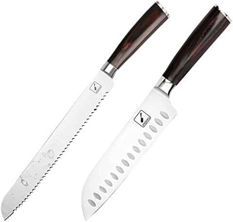 Imarku Santoku nož i nož za hljeb 7-inčni kuhinjski nož Ultra oštar Azijski nož japanski kuharski