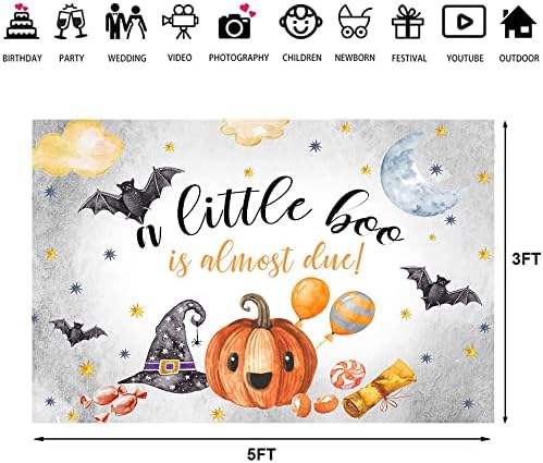 Ticuenicoa 5×3ft Halloween bundeva Boo pozadina malo Boo je skoro zbog Ghost Bat dječaci djevojke prvi rođendan