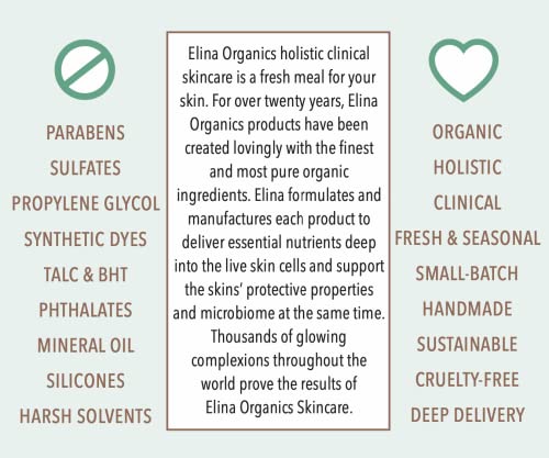 Elina Organics: 2oz, ljekovita Formula, prirodni sastojci, liječi akne, liječi ubode insekata,