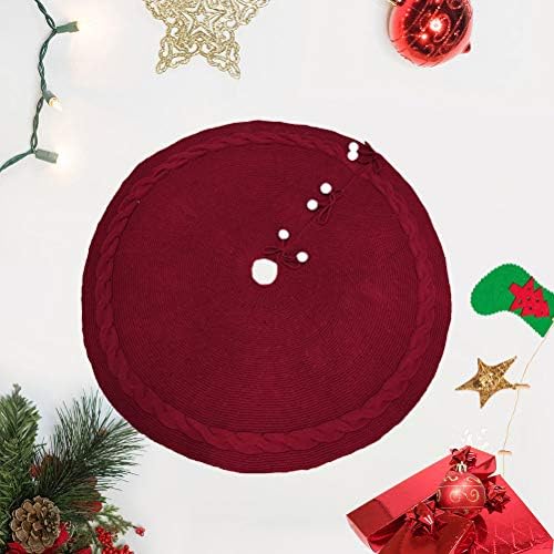 Abaodam božićna haljina imitacija pletene vuneni božićne suknje netkana božićna drva pregača kreativno ukrašavanje božićnog drveća Claret- Crveno