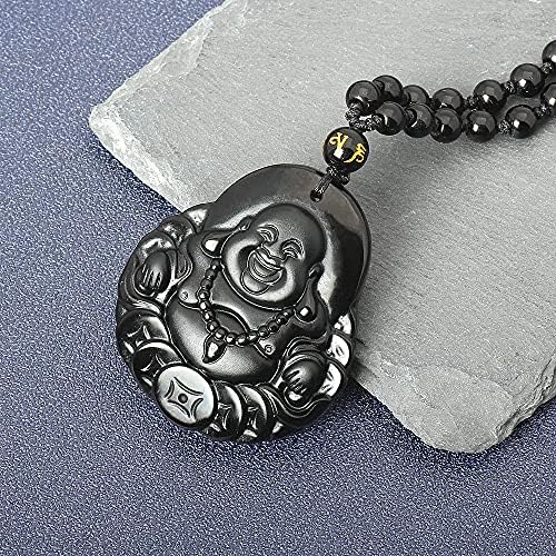 NAKOBO Crna Obsidijanska ogrlica Buda Yin Yang Wolf Dragon privjesak za zaštitu amajlija za životinje sa produženim lancem perli Reiki Healing Crystal Stone duhovne ogrlice nakit
