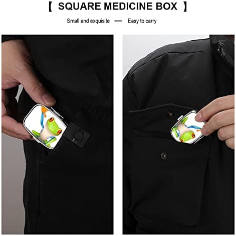 Kvadratna kutija za pilule žaba zelena kutija za pilule metalna medicinska torbica Organizator za džepnu torbicu i putovanja 2, 2x1, 6in