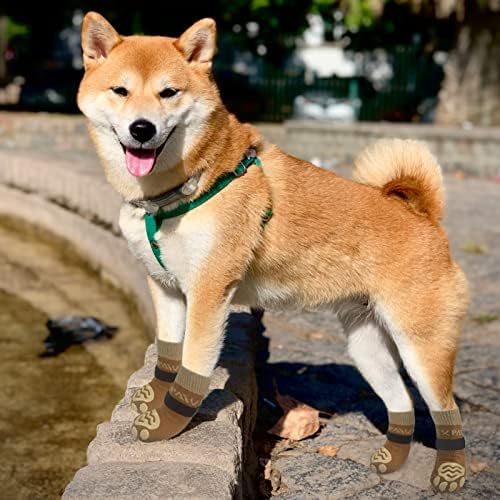 Expawlorer dvostruke bočne čarape za pse s podesivim trakama - 3 para meka i prozračna štenad neklizajuća zaštita