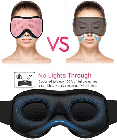 Musicozy maska ​​za vrijeme za muškarce, 3D prozračna za spavanje maska ​​za spavanje Light blok Soft Cool Silk oka Poklopac za putni ured za noćni noćni spavanje, ružičasta i ljubičasta, 2 paketa