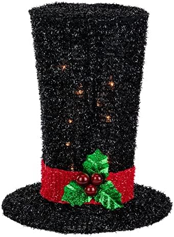 9.25 Osvijetljeni crni Tinsel Topper Hat Božićno stablo, bistra svjetla