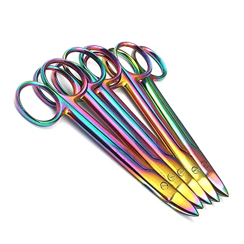 Set od 5 Multi Titanium Color Rainbow Crown makaze 4,5 zakrivljeni nehrđajući čelik od strane G.S Online Store