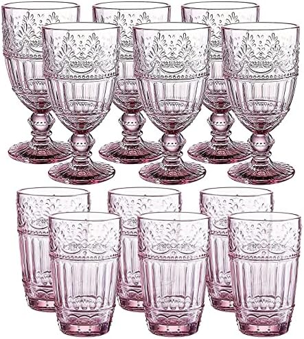 Cijeli Kućni potrepštine | stakleni pehar u boji | Set od 6 čaša za piće | 11,5 Oz Set od 6 i staklenih čaša