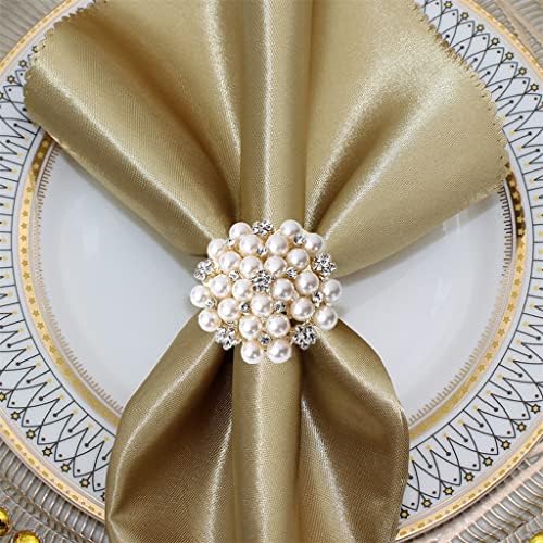N / A 6PCS držači prstenova od perli u salvetima za praznične vjenčane božićne večere zabave za kućni