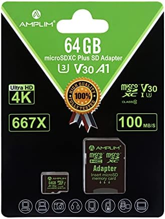 Amplim Micro SD kartica 64GB, extreme High Speed MicroSD memorije Plus Adapter, MicroSDXC SDXC U3 klase 10 V30 UHS-I TF Nintendo-Switch, Go Pro heroj, površina, telefon Galaxy, kamera sigurnost Cam, Tablet
