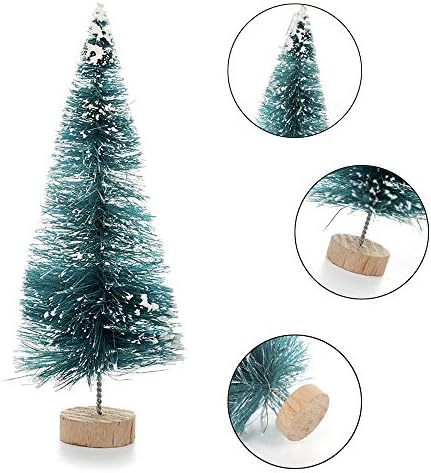 Lazyspace 34kom umjetni Mini Sisal božićne jelke Snow Frost drvene baze Home Party ukras Ornament DIY