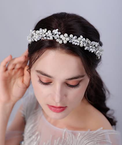 Sither Pearls Kristalna traka za glavu za žene i djevojčice Bridal srebrna traka za glavu