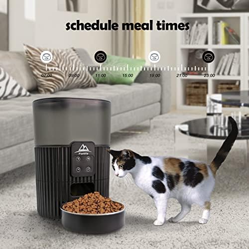 Automatska hranilica za mačke, FORLIFE Auto hranilica za kućne ljubimce sa programabilnim tajmerom, kontrola porcija 1-4 obroka dnevno, dvostruko napajanje & diktafon za male&srednje mačke pseće kućne ljubimce