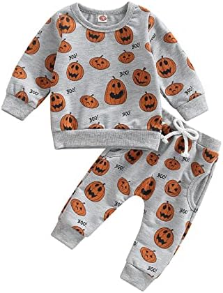 Moja prva Halloween Outfit Baby Boys Girls Pundkin Dukserice + Long Hlače Novoween odjeću za