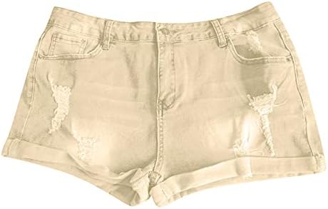 Ženske Jean Shorts High-Rit Shaked Frayed Flipt Hem Ripped Jean Shorts Stretch Skin Skinny Hot Hlače sa džepovima