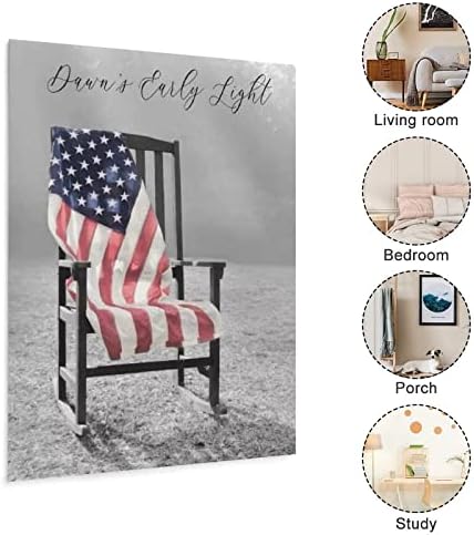 Stara stolica na američkoj zastavi Wall Art Patriot Flag Pictures office Wall Art Canvas Art Poster Wall art Picture Print moderna porodična spavaća soba dekor 20x26inch Unframe-Style