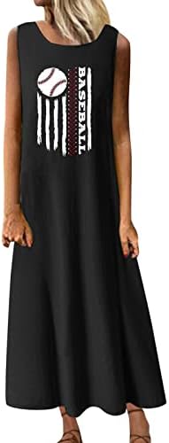 Miashui Ležerne haljine za žene plus veličine Žene Ljeto Pamuk Boho Casual Modna Crewneck haljina bez rukava ljeto