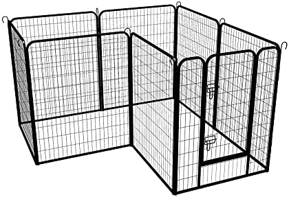 ZGHONG PET playpen, sklopivi metalni olovka za pse, pseće playpen, 8 panela 31.3 Visina pasa ograda na otvorenom, sklopiva barijera sa vratima, za pse, mačke ili male životinje, crne