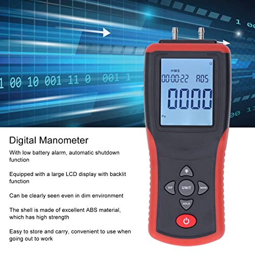 Digitalni manometar, 12 jedinica koje se mogu odabrati višenijski digitalni diferencijalni diferencijalni mjerač tlaka diferencijalnog mjerača zraka sa pozadinskim LCD ekranom