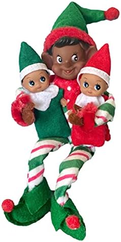 Elf Baby Twins etnički latinoamerički američki - dva mala božićna vilenjaka, elf Baby Boy i Elf Baby Girl savršeni su dodaci i rekvizicije za zabavu ELF-a, adventski kalendari i čarape