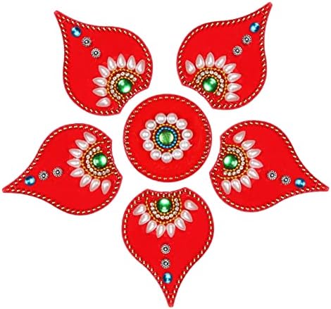 Crveni modak dizajn Početna Décor akril diwali rangoli | Poklon za kuće Diwali podne naljepnice Zidne naljepnice Dekoracija za naljepnice | Podni ukras za novogodišnje poklon 7,5 x 7,5 inča