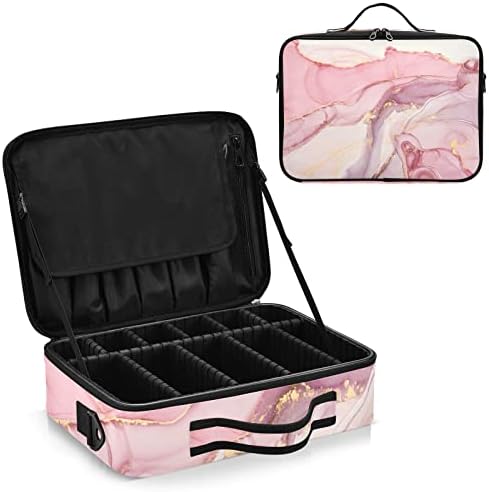 RPLife Pink Marble Travel Toaletna torba Viseća višenamjenska kozmetička futrola Prijenosna šminka Organizator šminke sa kukom