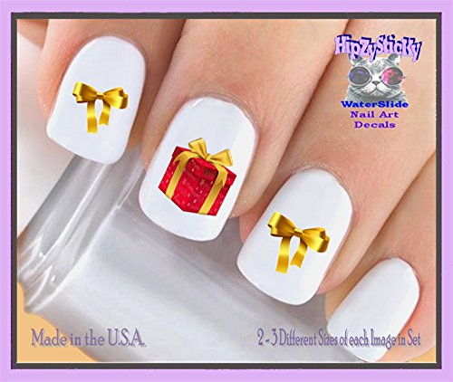 Praznični Božić-Božić 826x praznični poklon i luk zlatne naljepnice za nokte - vodene naljepnice za umjetnost noktiju - salonski kvalitet DIY manikura Dodaci za nokte proizvedeni u SAD-u