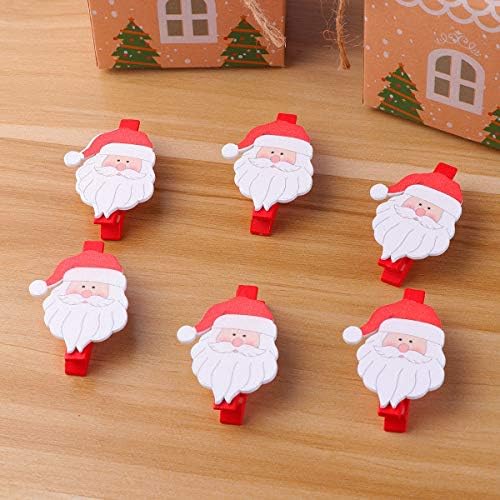 PRETYZOOM slika 6kom Santa dizajn drvene klipove lijep Božić stezaljke klinovi Napomena Memo dekor poruka DIY