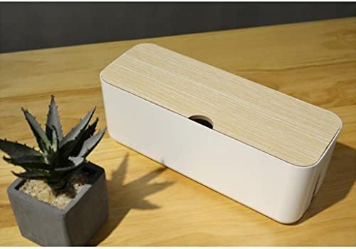 Fonowx kutija za upravljanje kablovima, 11x4x4, drveni poklopac, za dom/kancelariju/kuhinju, Bijela