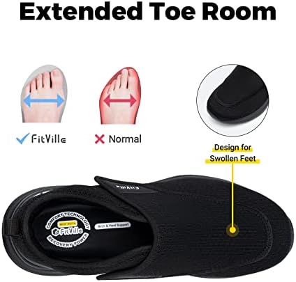 Fitville Diabetic Cipele za muškarce Izuzetno široke cipele za klizanje za otečene noge Podesive cipele za šetnju za starije noge Bol Relief Neuropathy - EasyTop krila V2