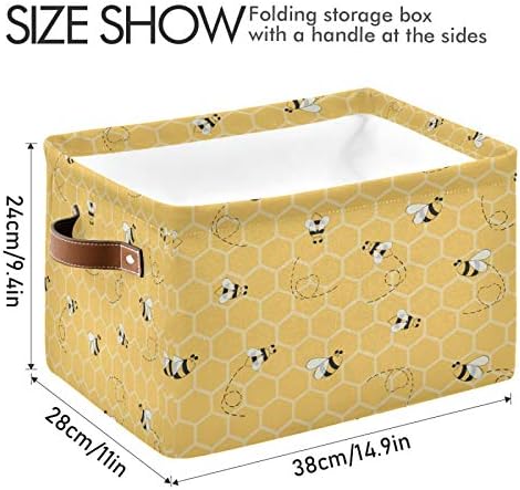 Auuxva Pčela za skladištenje Žuta honerica Geometrijska uzorka Skladište Cube Box Platneni sručni igračka korpa