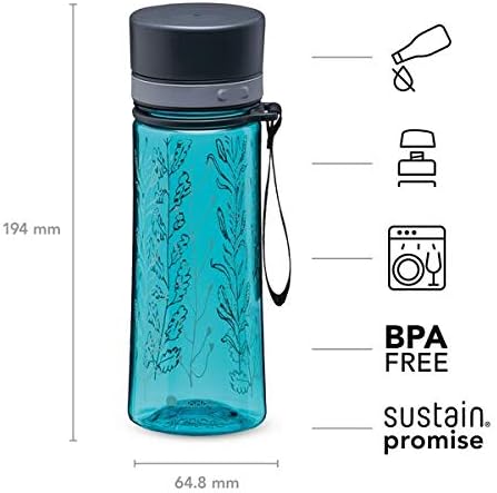 Aladdin Aveo izopotpućena boca za propuštanje 0,35l Aqua Blue Wildflower Print - širok otvor za jednostavno popunjavanje - BPA - jednostavna moderna boca za vodu - mrlje i miris - otporan na miris - Safe za perilicu posuđa