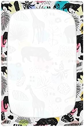 Umiriko Slatka monkey Giraffe Elephant Pack N Reproduciraj Play Play Playard listovi, mini lim za dječake za dječake Igrač koji se može obložiti 20245736