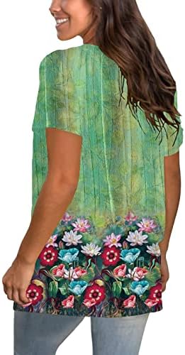 Majica Dame Lad ljeto kratki rukav 2023 Pamuk V izrez Grafički print cvjetna majica za blube za teen