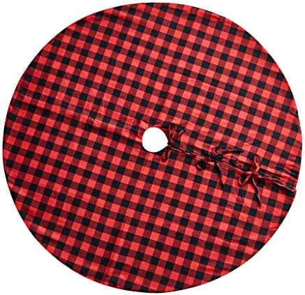 Eiley 48 inča suknja za božićnu drvvu crvena i crna plairana bivola Provjerite dvostruke slojeve
