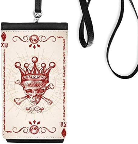 Dijamanti Crveni kruni Skeleton Poker kartica uzorak Telefon novčanik torbica Viseći mobilni torbica Crni džep
