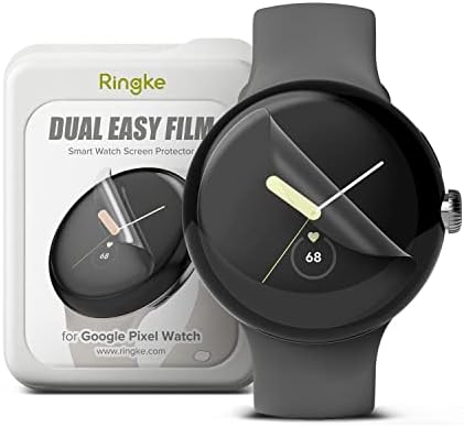Rinkke Slim Case kompatibilan sa Google Pixel Watch [Clear & Black] + dvostruki lak film kompatibilan s Google Pixel Watch [3 Pack]