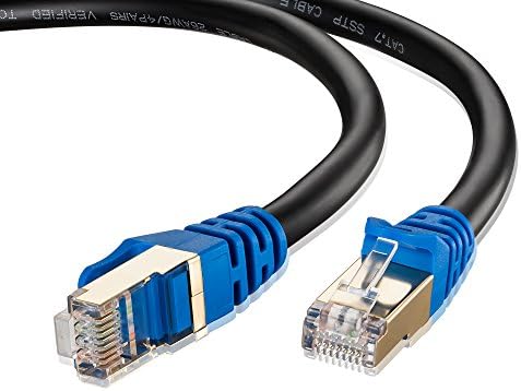 Vanjska kabla 7 Ethernet kabel 150 ft, liutska 26AWG teška kabela za patch kabel za patch RJ45 10 Gigabit 600MHz LAN žičani kabel STP vodootporan.