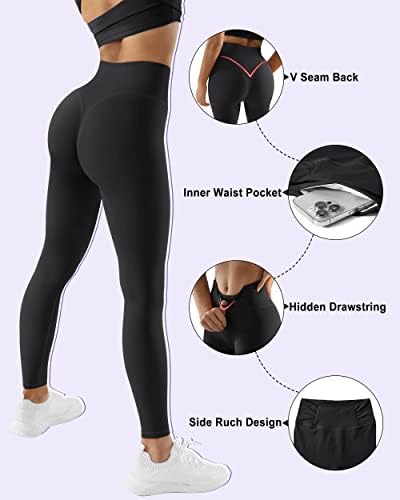 Moshengqi žene visoke resiljene gamaše sa džepovima Tummy Control Workout Yoga hlače