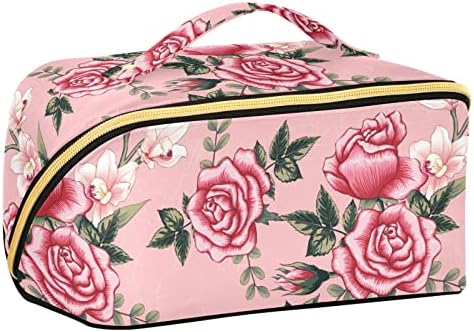 Cataku Veliki kapacitet Travel Kozmetička torba za šminku, ružičasta kozmetička torba za ružu za žene, prijenosna šminkarska torba sa ručkom i toaletom za prekršaj i razdjelnički toalet za šminku