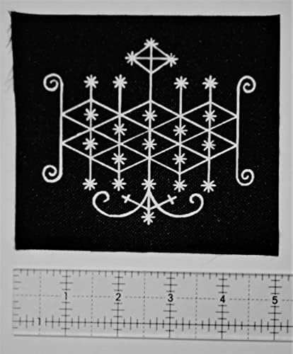 Ogoun Voodoo Veve Patch - Pentacle Wiccan Wicca Pagan Gothic Goth Occult Pentagram Star Wanderlust