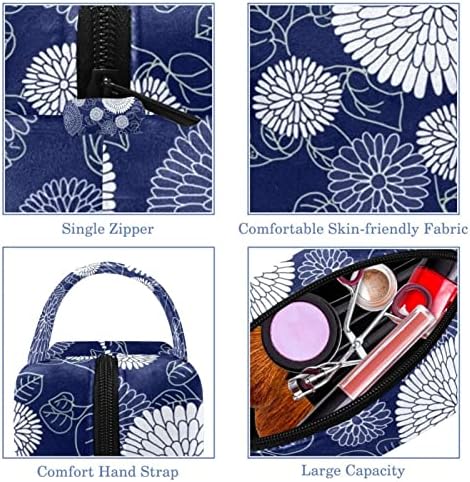 Tbouobt pokloni za muškarce Žene šminke torbe toaletne torbice Male kozmetičke torbe, cvjetna mornarica Blue Retro Dahuahua