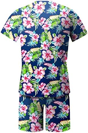 LSDJGDDE 2 komada Ljeto Muška sportska odjeća za cvjetnu print majicu kratki rukav odijelo za plažu