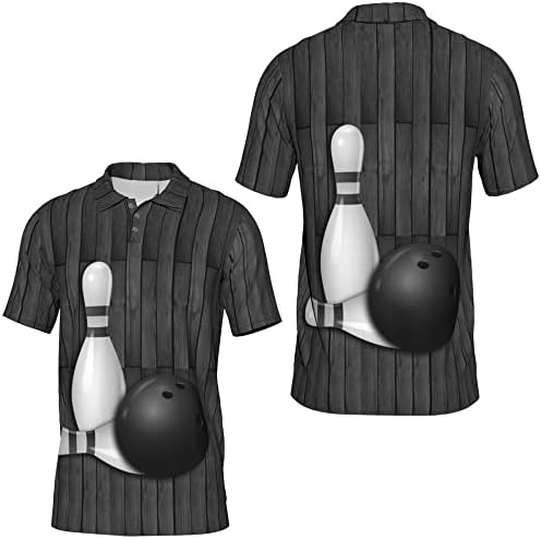 Kuglanje Crno bijelo drvo tiskano od polovanja Polo majica s kratkim rukavima, kuglanje Bowling