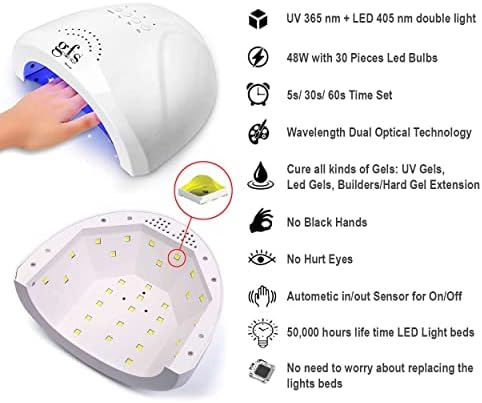 G modni stil UV LED lampa za nokte, Gel svjetlo za nokte za Gel i običan lak za nokte, 48W profesionalna UV sušilica sa tri tajmera, bijela, model SUNone
