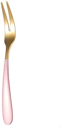Na viljuška od nerđajućeg čelika kašika za voće viljuška Paint Plated Tabela Creative Ice Creative kašika za sladoled viljuška sa dva zuba 3 cm voćna viljuška Gold Pink