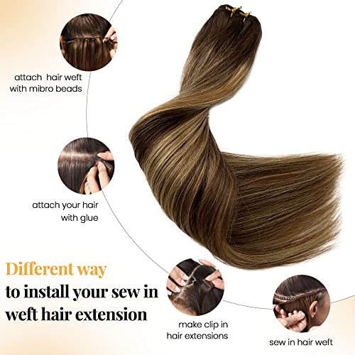 Šivajte ekstenzije za kosu smeđe korijene ekstenzije za kosu potke 4/27 Tamnosmeđi pramenovi produžeci za kosu