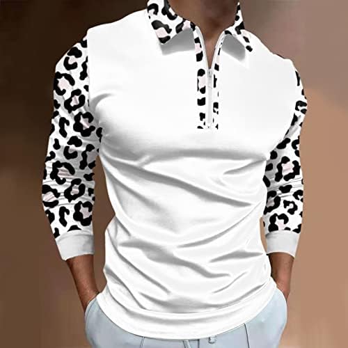 Wocachi muške polo majice uz vrat, jesen zimski dugi rukav Leopard patchwork golf vrhovi mišića casual dizajnerska majica